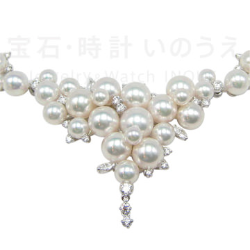 K18ホワイトゴールド製アコヤ真珠ネックレス/イヤリング2点セット
